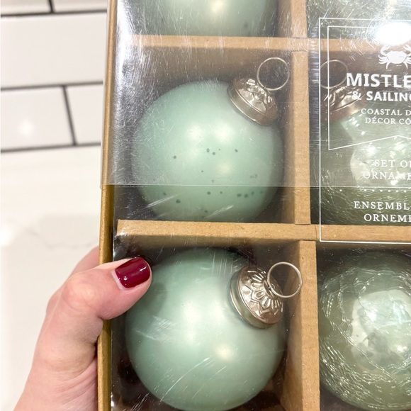 Set of 9 Kugel Style Teal Mercury Glass Christmas Ornaments Crackled - Picture 2 of 4